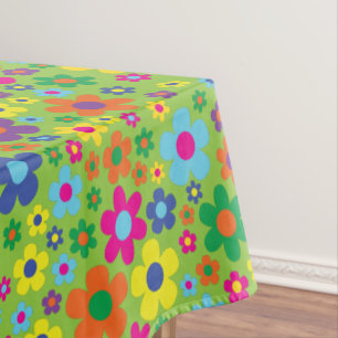 Daisy Flowers Cute Colourful 1st Birthday Party Tablecloth
