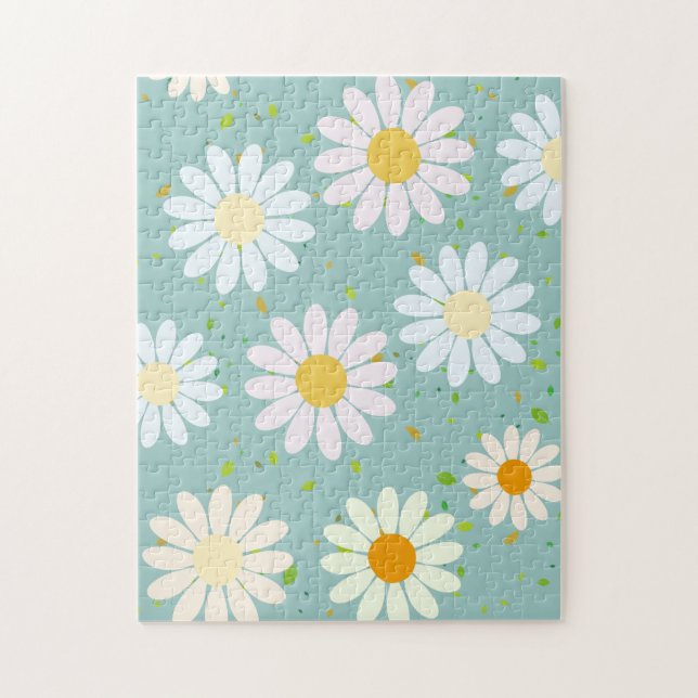 Daisy Flowers Floral Pattern Girly rainbow pastel Jigsaw Puzzle (Vertical)