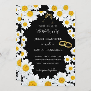 Daisy Flowers Framed Wedding Invitation Your Colou