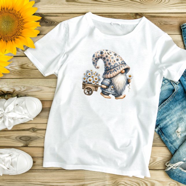Daisy Flowers Gnome Wheel barrel Garden T-Shirt (Daisy Flowers Gnome with Garden Wheel barrel Women's T-shirt)