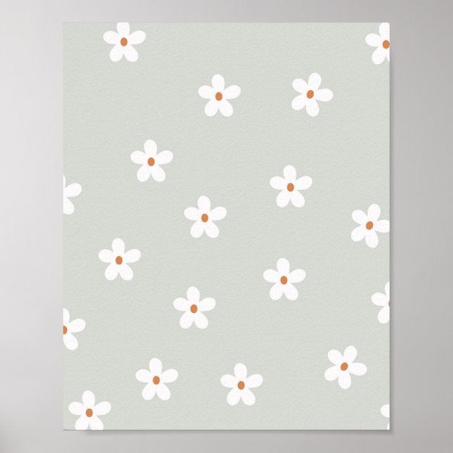 Daisy Flowers Green Poster (Front)