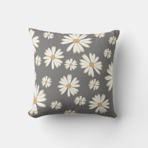 Daisy flowers in grey background cushion