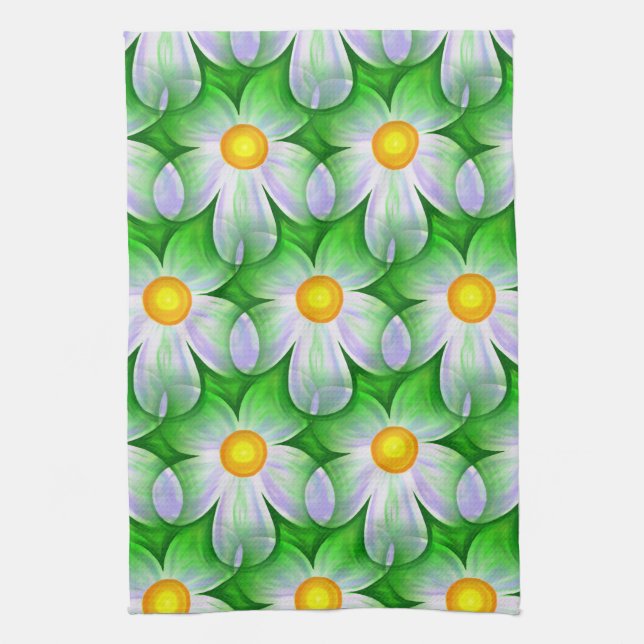 daisy flowers kitchen towel (Vertical)