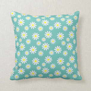 Daisy Flowers On A Blue Cushion