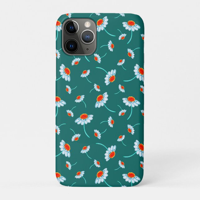 Daisy Flowers Pattern-Jade Green Case-Mate iPhone Case (Back)