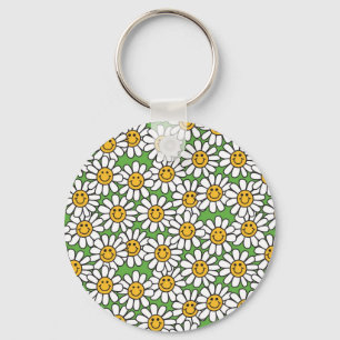 Daisy Flowers Pattern Key Ring