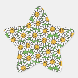Daisy Flowers Pattern Star Sticker