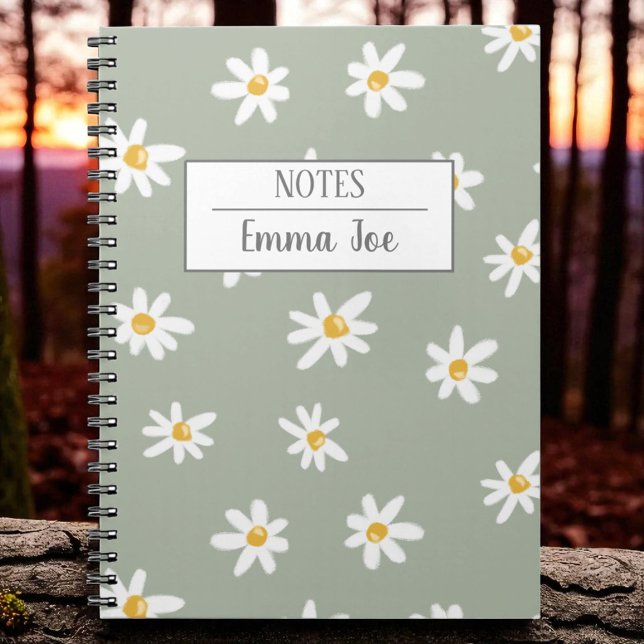 Daisy Flowers Personalised with Name Notebook (Creator Uploaded)