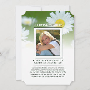 Daisy Flowers Photo Memorial Card - Poem of Life