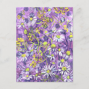 Daisy Flowers Polka Dot Summer Flowers Floral Art Postcard