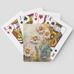 Daisy Flowers Pretty Wildflowers Floral Nature Art Playing Cards