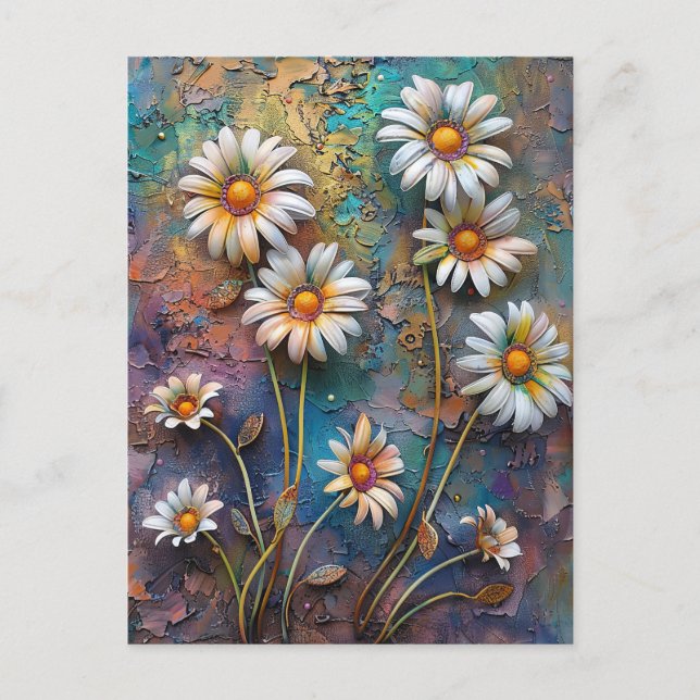 Daisy Flowers Pretty Wildflowers Floral Nature Art Postcard (Front)