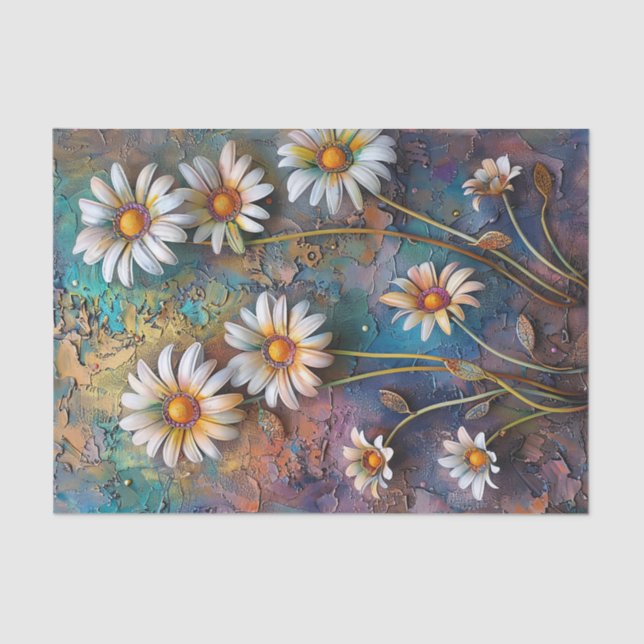 Daisy Flowers Pretty Wildflowers Floral Nature Art Tissue Paper (Front)