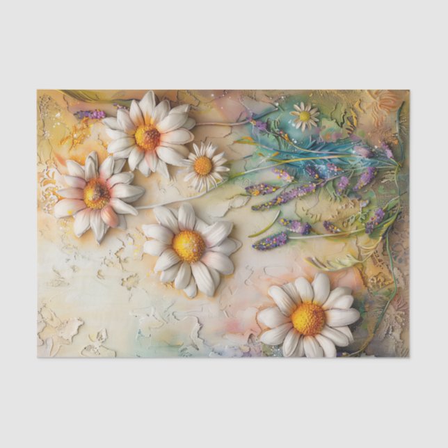 Daisy Flowers Pretty Wildflowers Floral Nature Art Tissue Paper (Front)