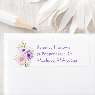 Daisy Flowers Purple Lavender Daisies Floral Return Address Label