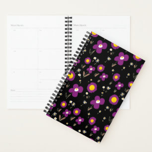 Daisy Flowers Purple Yellow White Brown Black Planner