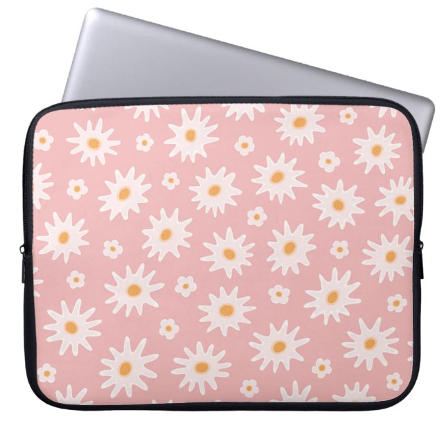 Daisy flowers seamless pattern. Floral backgrounda Laptop Sleeve (Front)