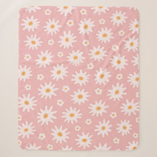 Daisy flowers seamless pattern. Floral backgrounda Sherpa Blanket