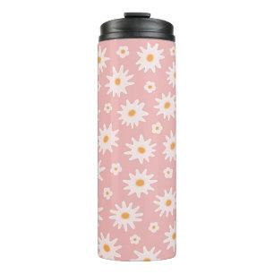 Daisy flowers seamless pattern. Floral backgrounda Thermal Tumbler