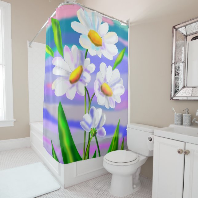 Daisy Flowers Shower Curtain (In Situ)