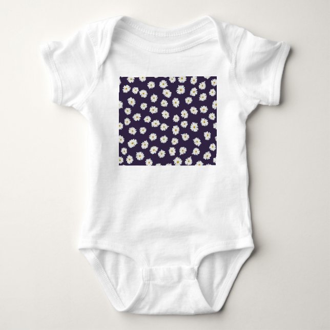 Daisy flowers: small, seamless pattern. baby bodysuit (Front)