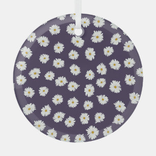 Daisy flowers: small, seamless pattern. glass tree decoration