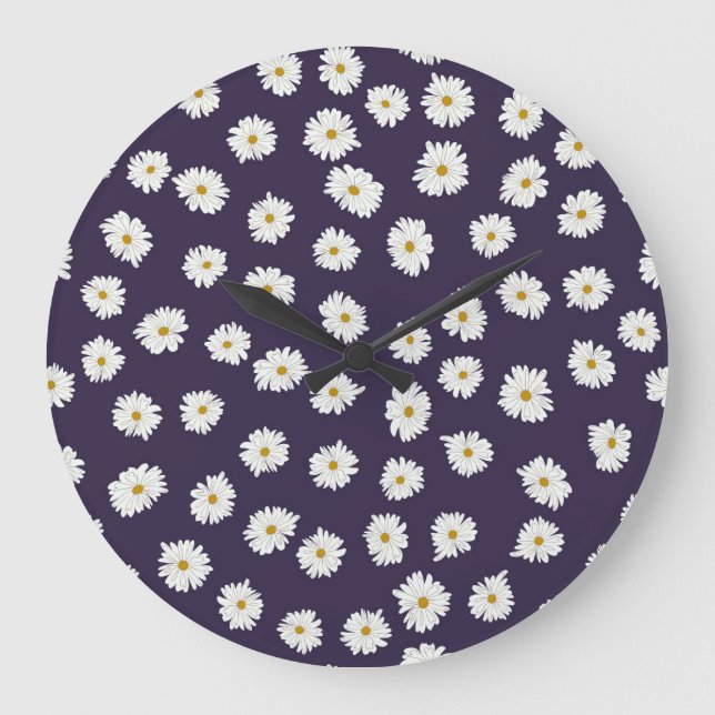 Daisy flowers: small, seamless pattern. large clock (Front)