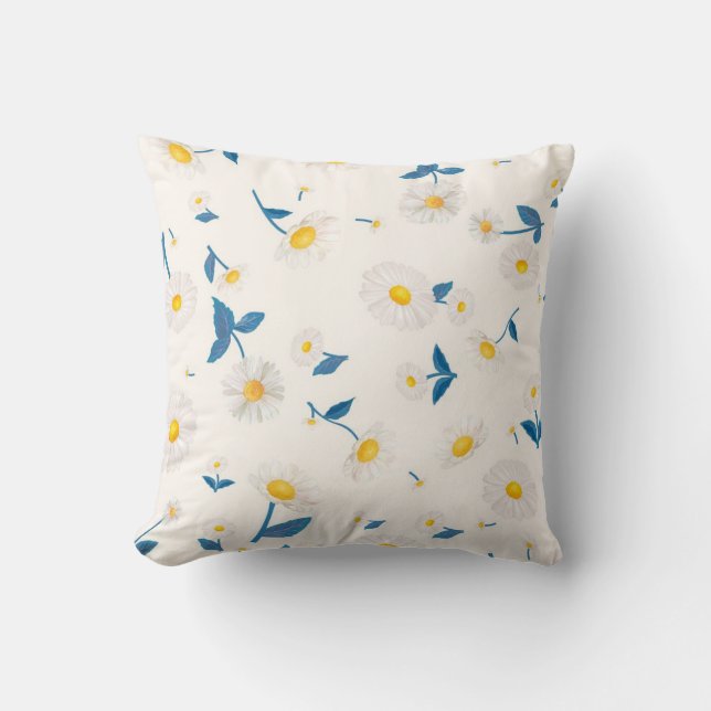 Daisy flowers Throw Pillow (Front)