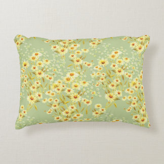 Daisy Flowers: Watercolor Dark Seamless. Decorative Cushion
