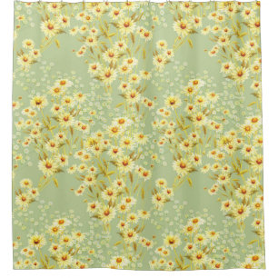 Daisy Flowers: Watercolor Dark Seamless. Shower Curtain