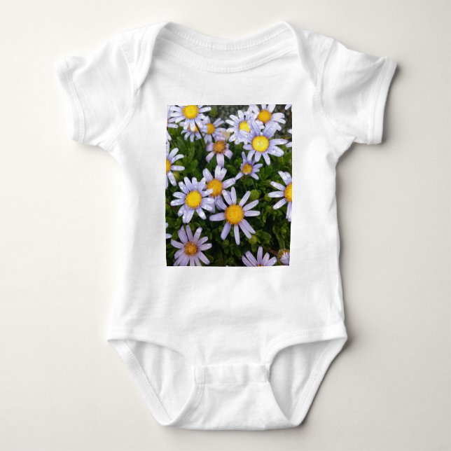 Daisy Flowers, White Yellow Flower, Nature Daisies Baby Bodysuit (Front)
