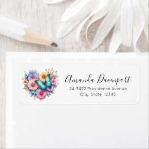 Daisy Flowers with a Beautiful Butterfly Address Return Address Label