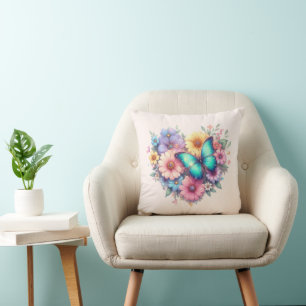 Daisy Flowers with a Beautiful Butterfly Cushion