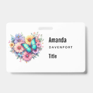 Daisy Flowers with a Beautiful Butterfly ID Badge