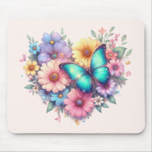 Daisy Flowers with a Beautiful Butterfly Mouse Pad