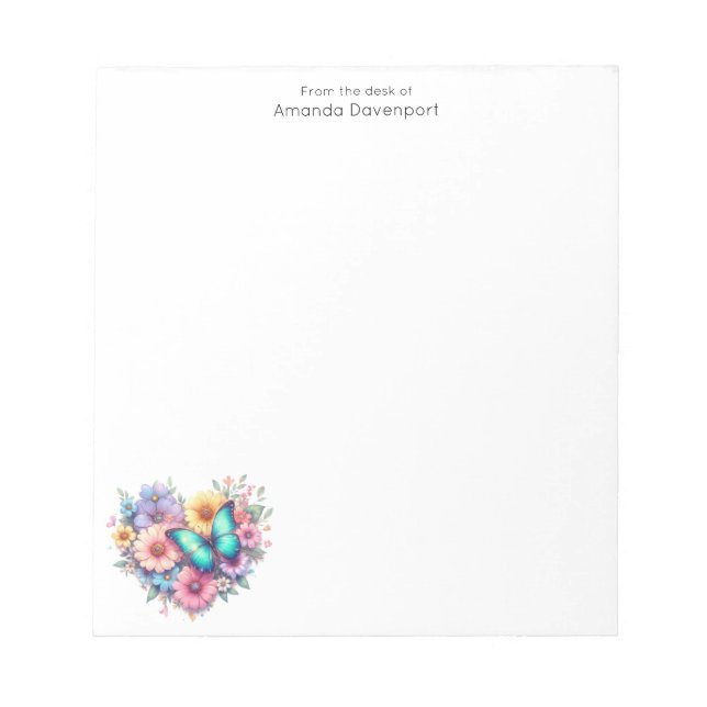 Daisy Flowers with a Beautiful Butterfly Notepad (Front)