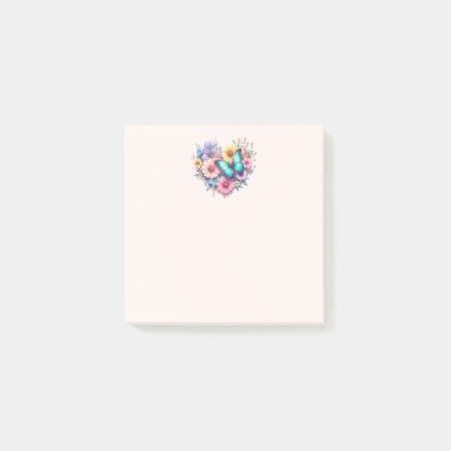 Daisy Flowers with a Beautiful Butterfly Post-it Notes (Front)