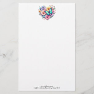 Daisy Flowers with a Beautiful Butterfly Stationery