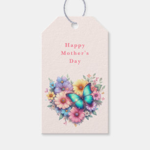 Daisy Flowers with a Blue Butterfly Mother's Day Gift Tags