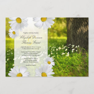 Daisy Frame with Meadow Photo Wedding Invitation