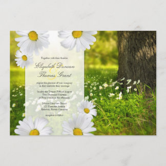 Daisy Frame with Meadow Photo Wedding Invitation
