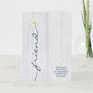 daisy friend flower on wood thank you card