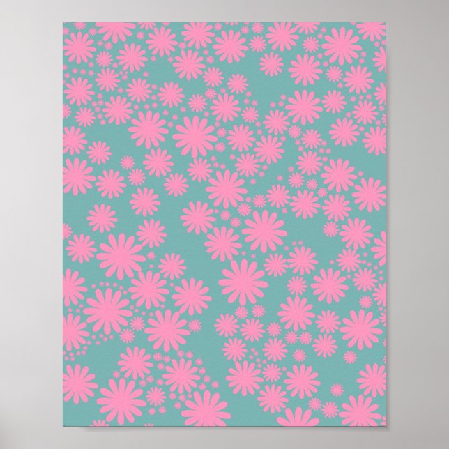 Daisy Garden 06 Mint And Pink Poster (Front)