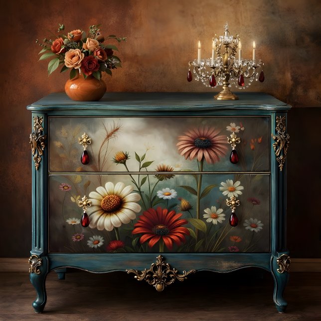 Daisy Garden At Dusk Decoupage Tissue Paper (Daisy Garden At Dusk Decoupage Tissue Paper Mockup)