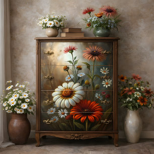Daisy Garden At Dusk Decoupage Tissue Paper