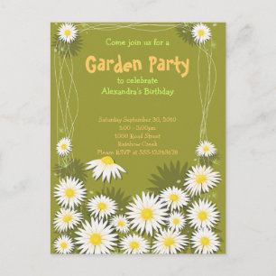 Daisy Garden Birthday Party Invitation Postcard