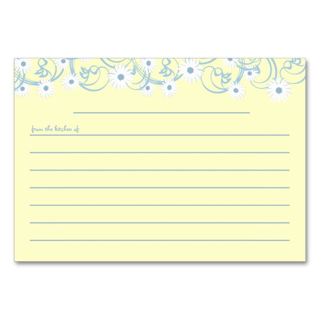 Daisy Garden Blue Recipe Card (Front)