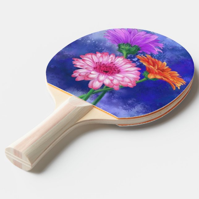 Daisy Gerbera Ping Pong Paddle (Front Angle)