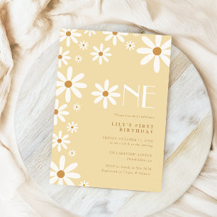 Daisy Girl 1st Birthday Flower Theme Invitation