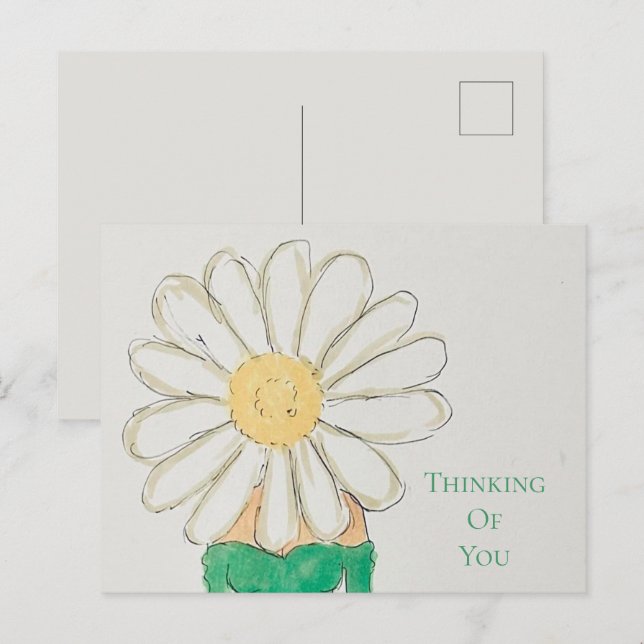 Daisy Girl Green Dress Thinking of You Postcard (Front/Back)